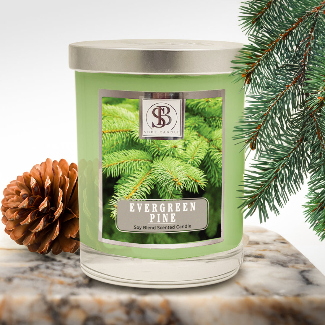 🌲 Introducing the Evergreen Pine Scented Candle by SOBE Candle 🌲
